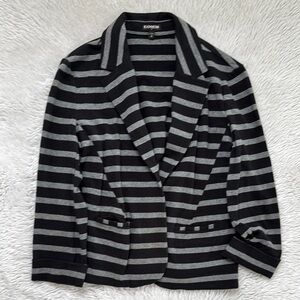Express Black and Gray Striped Blazer